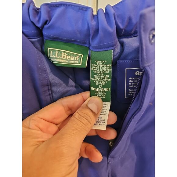 LL Bean Snow Pants TEK Heavy Duty Grow Cuffs Blue Size 12 Insulated - Picture 5 of 9